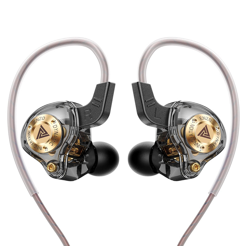 Wired Gaming Headphones IEM Earphones with 1DD，QKZ ENZO in Ear Monitor, HiFi Earbuds, Bass Sound with New 11mm Dynamic Driver for Video Music Gaming (White)