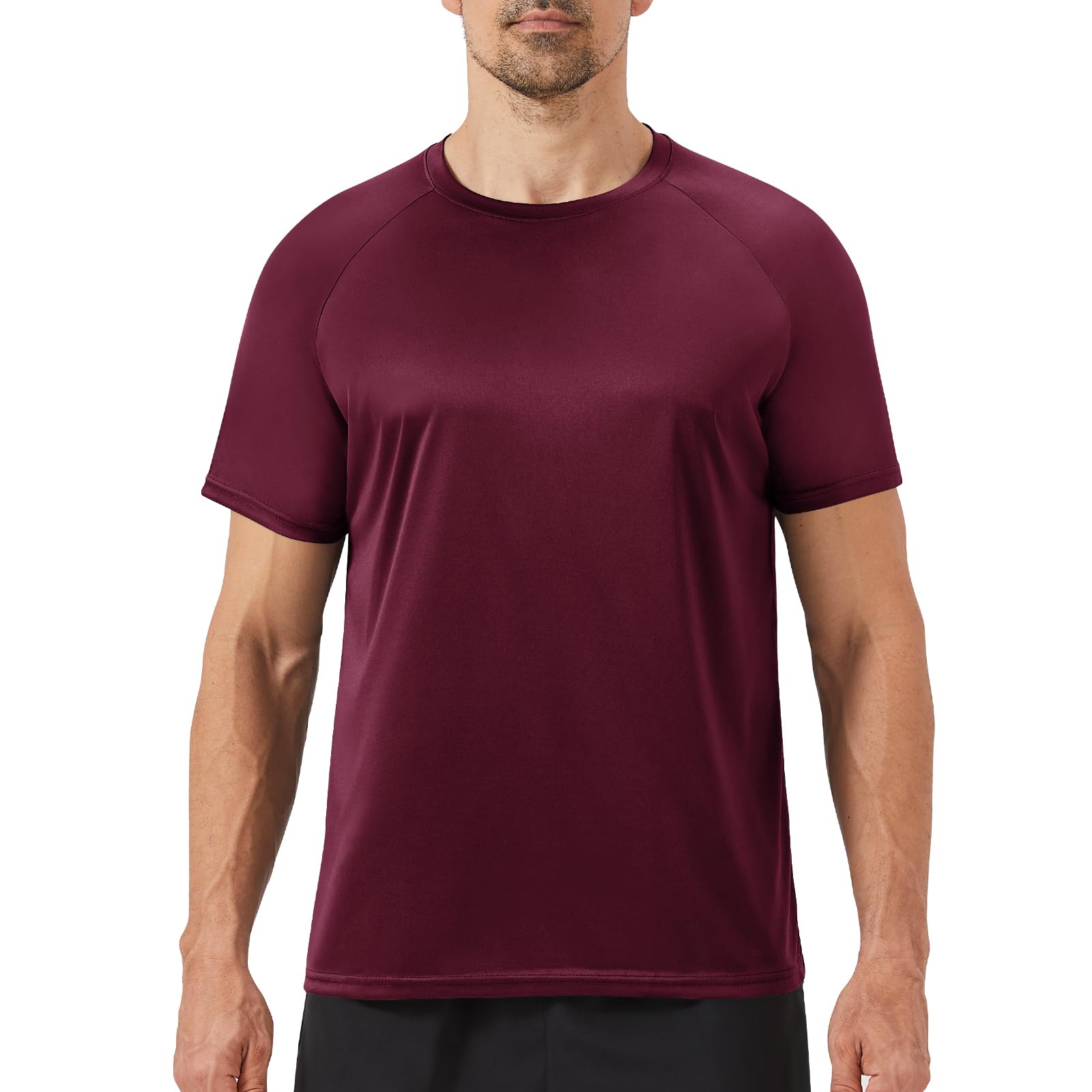 Workout Mens Shirts - Casual Black Quick Dry Moisture Wicking T-Shirts Crew Neck Short Sleeve for Gym Athletic Running
