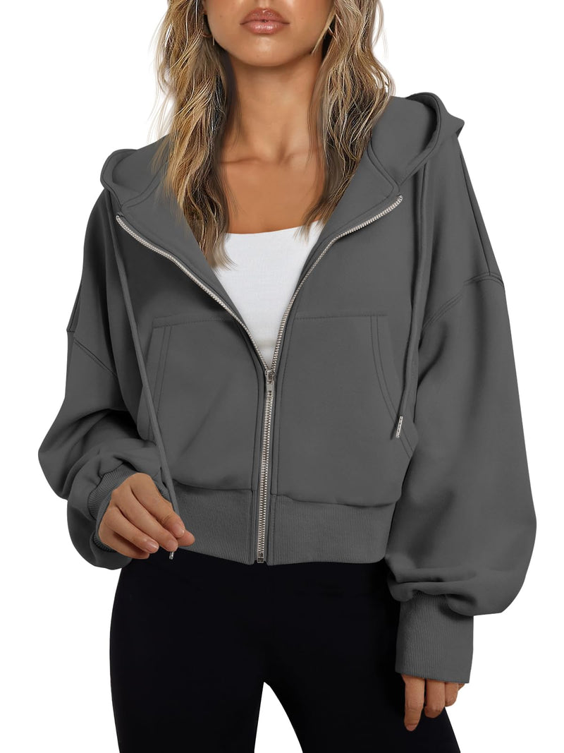 Trendy Queen Hoodies for Women Full Zip Up Cropped Sweatshirts Jackets Casual Comfy Gym Tops Fall Outfits Winter Clothes 2026-55