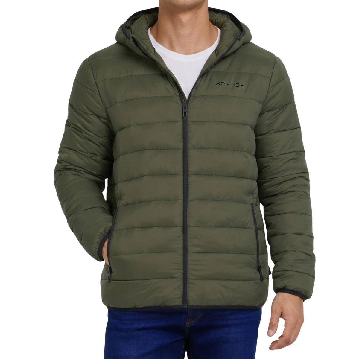 Spyder Puffer Jacket Men - Packable Lightweight Quilted Hooded Winter Coat