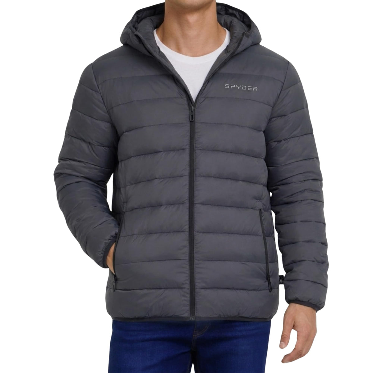 Spyder Puffer Jacket Men - Packable Lightweight Quilted Hooded Winter Coat