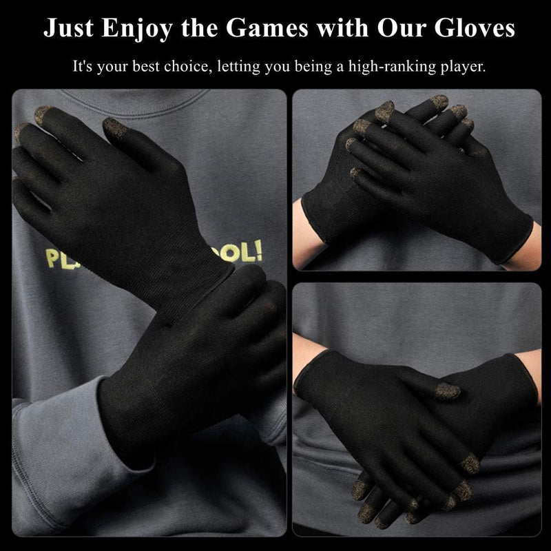 Gaming Gloves for Sweaty Hands - Rakizbe High-Sensitive Anti-Sweat Breathable Seamless Touch Screen Gloves with Thumb Finger Sleeves for iPad/Mobile Game Controller