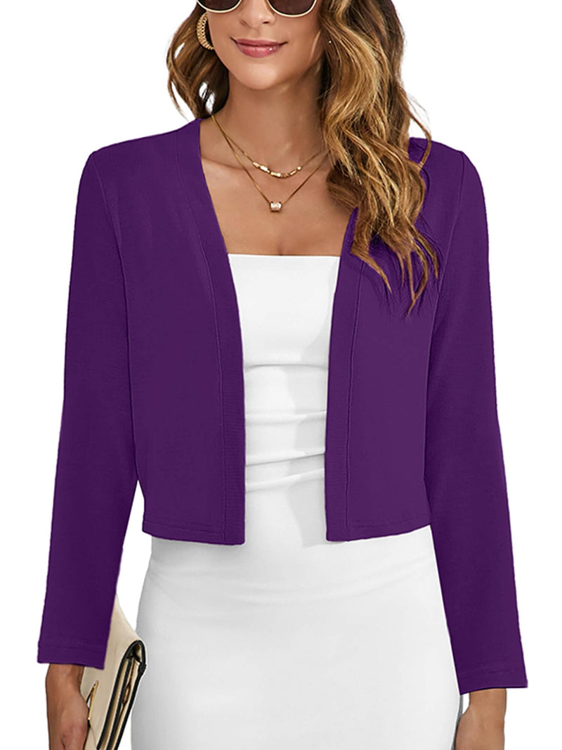 Women's Thin Shrugs Long Sleeve Lightweight Cropped Tops Open Front Cardigan for Dress-14