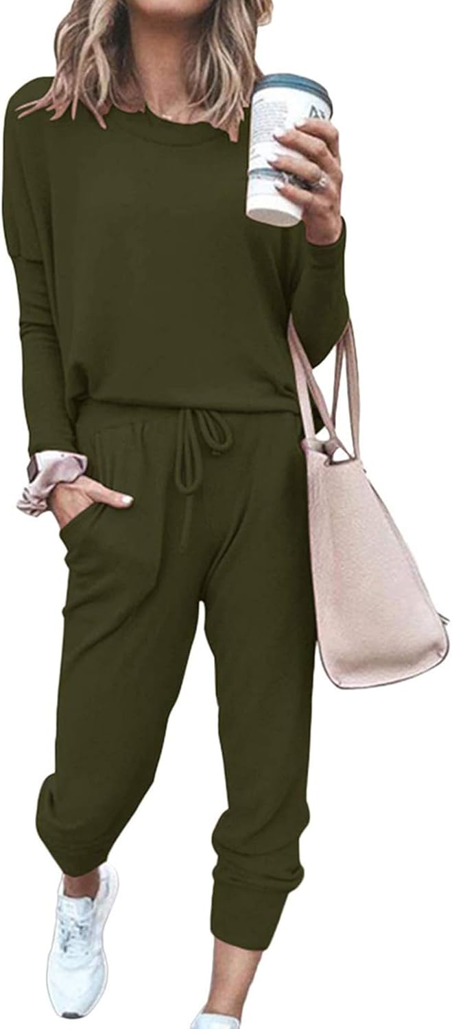 PRETTYGARDEN Women Fall 2 Piece Lounge Outfit Long Sleeve Tops High Waisted Jogger Pants Set Spring Travel Clothes Tracksuit-63