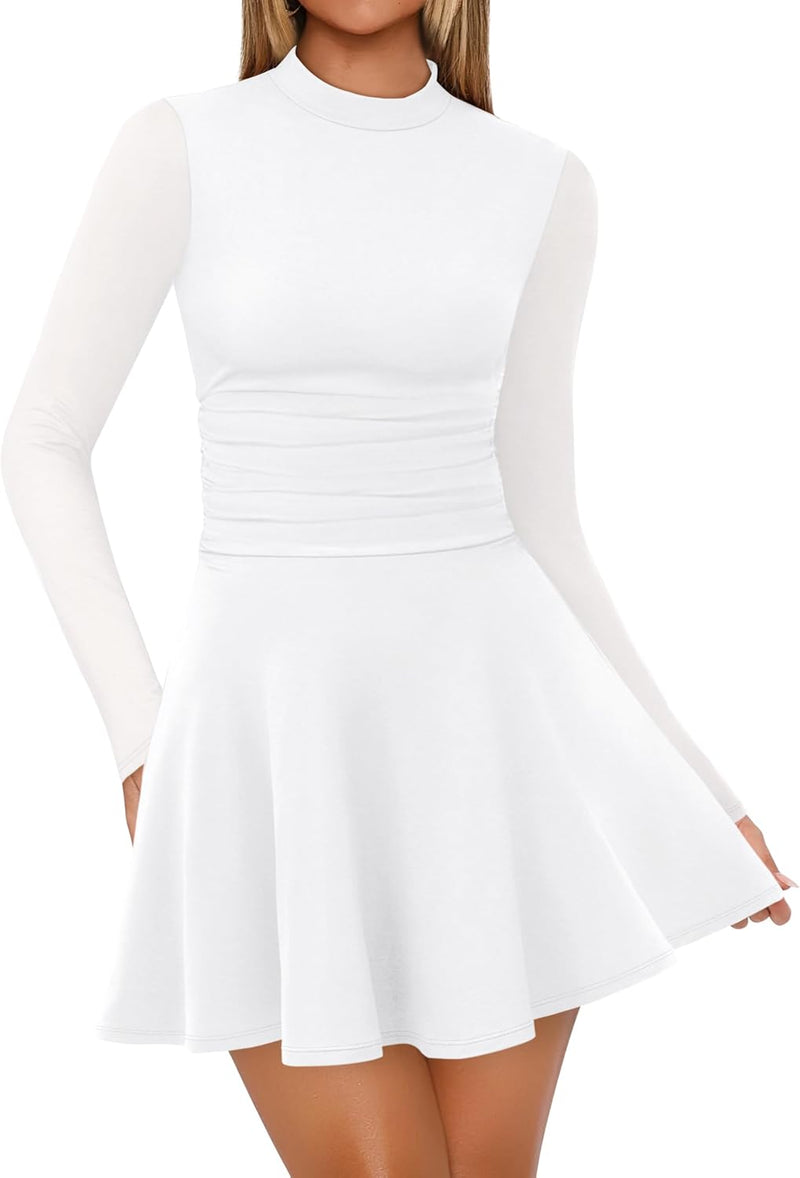 OFEEFAN Long Sleeve Dress Fall Homecoming Formal Party Club Mini Dresses Date Outfits-45