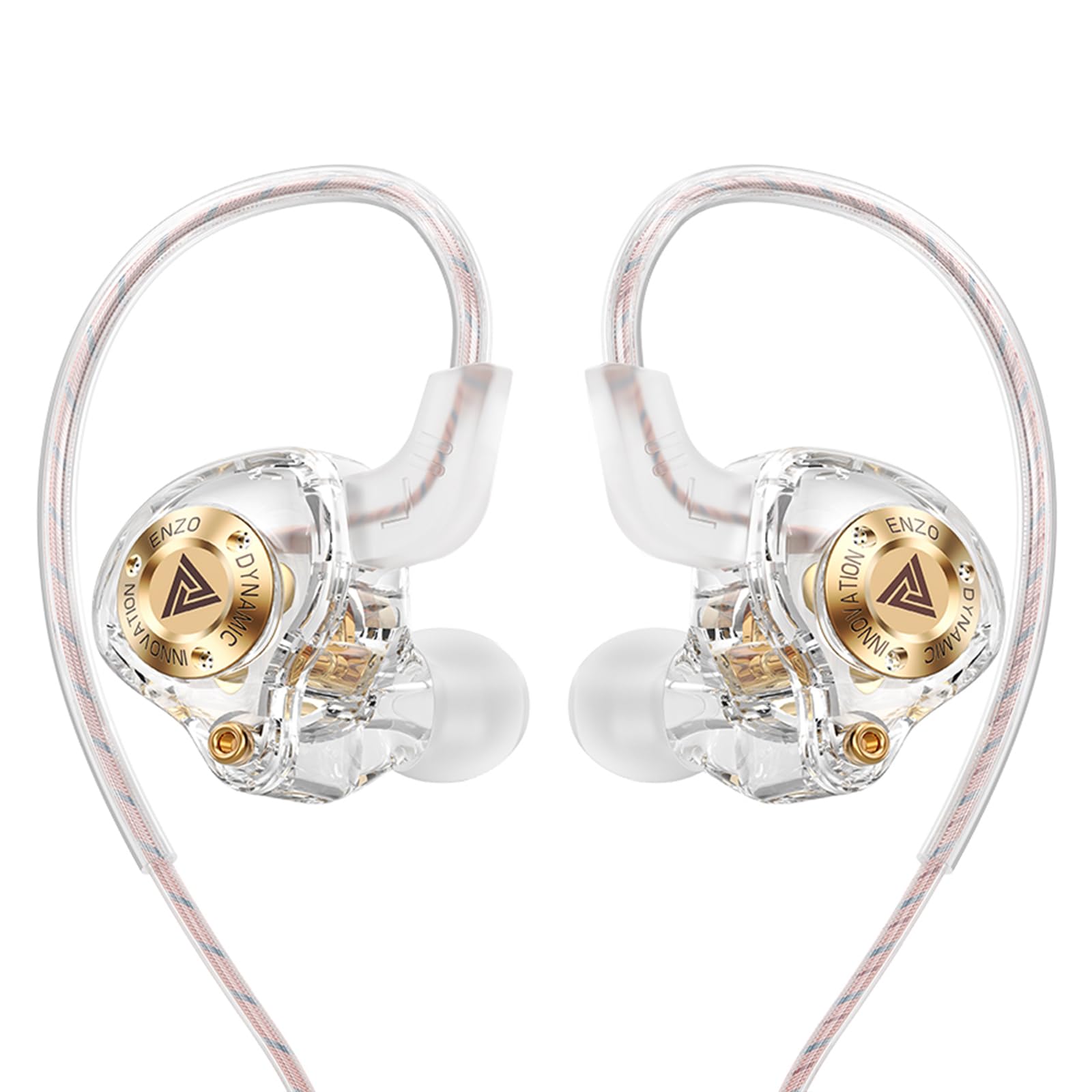 Wired Gaming Headphones IEM Earphones with 1DD，QKZ ENZO in Ear Monitor, HiFi Earbuds, Bass Sound with New 11mm Dynamic Driver for Video Music Gaming (White)