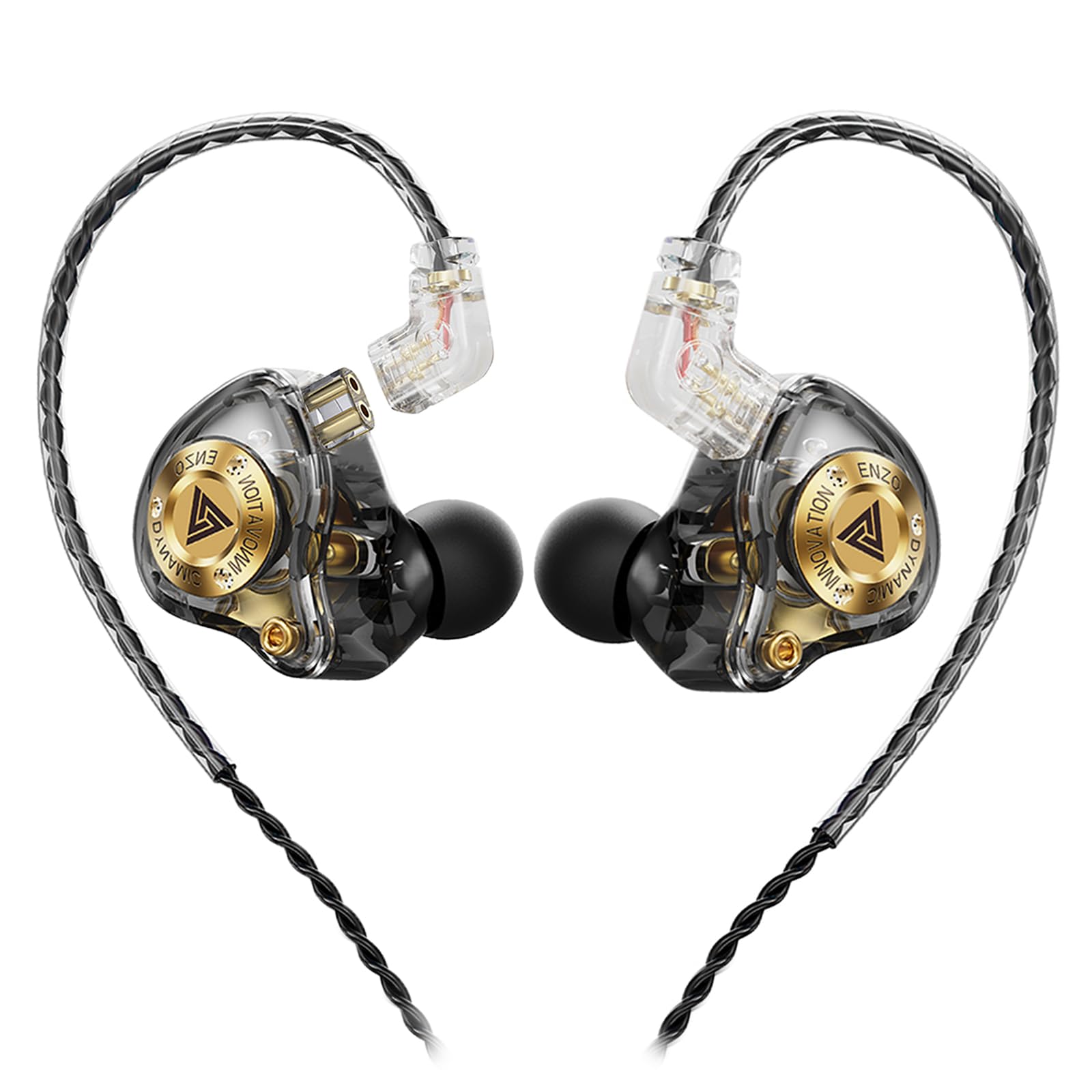Wired Gaming Headphones IEM Earphones with 1DD，QKZ ENZO in Ear Monitor, HiFi Earbuds, Bass Sound with New 11mm Dynamic Driver for Video Music Gaming (White)