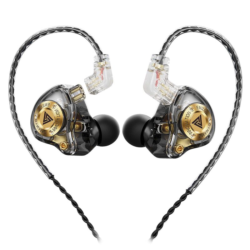 Wired Gaming Headphones IEM Earphones with 1DD，QKZ ENZO in Ear Monitor, HiFi Earbuds, Bass Sound with New 11mm Dynamic Driver for Video Music Gaming (White)