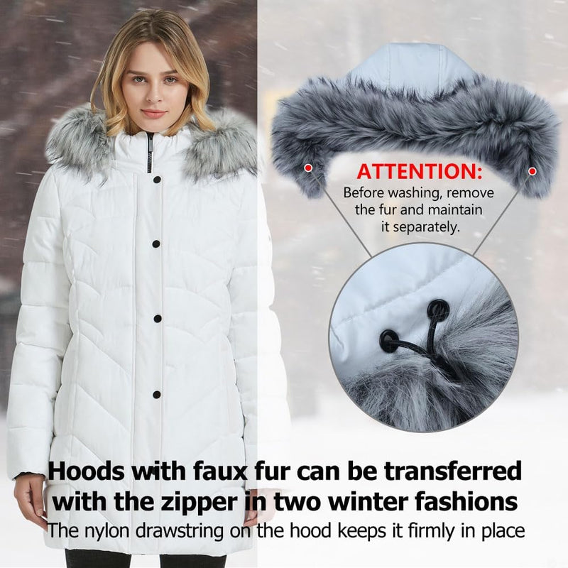 BINACL Women's Winter Warm Thicken Long Outwear Pockets Coat Parka Jacket XS-3XL-76