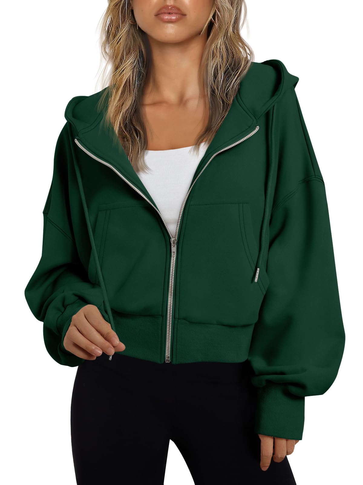 Trendy Queen Hoodies for Women Full Zip Up Cropped Sweatshirts Jackets Casual Comfy Gym Tops Fall Outfits Winter Clothes 2026-33