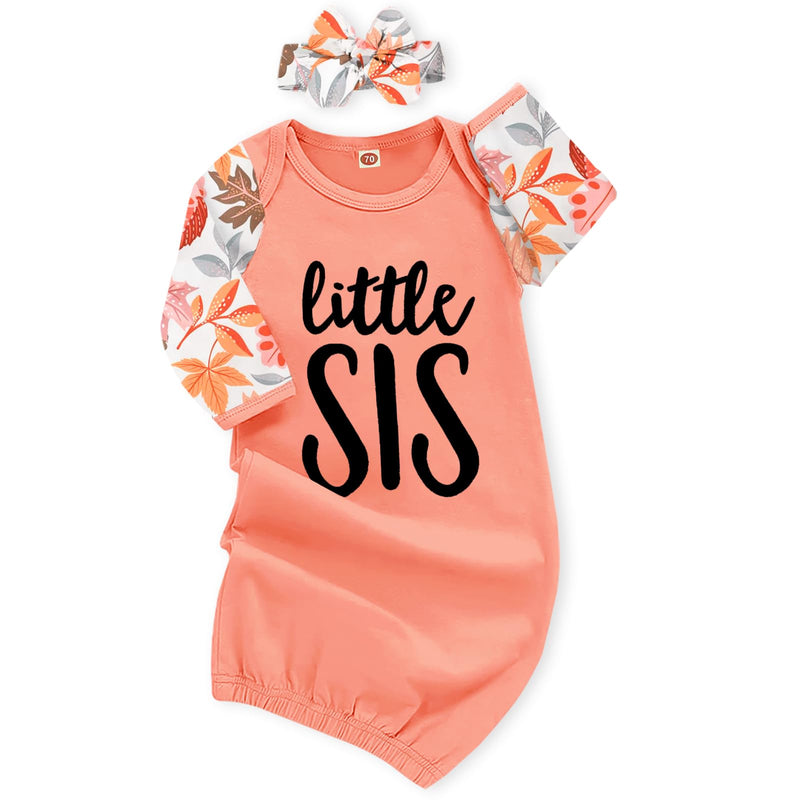AMAWMW Newborn Baby Girl Little Sister Sleeper Gown Stripe Long Sleeve Nightgown Pajamas Gifts Stuff Essential Outfit-31