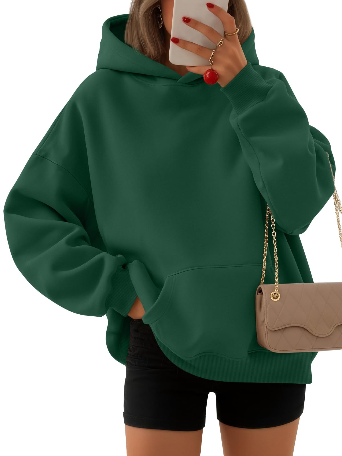 EFAN Women's Oversized Fleece Hoodie, Cozy Plush Pullover Sweatshirt with Pocket-1