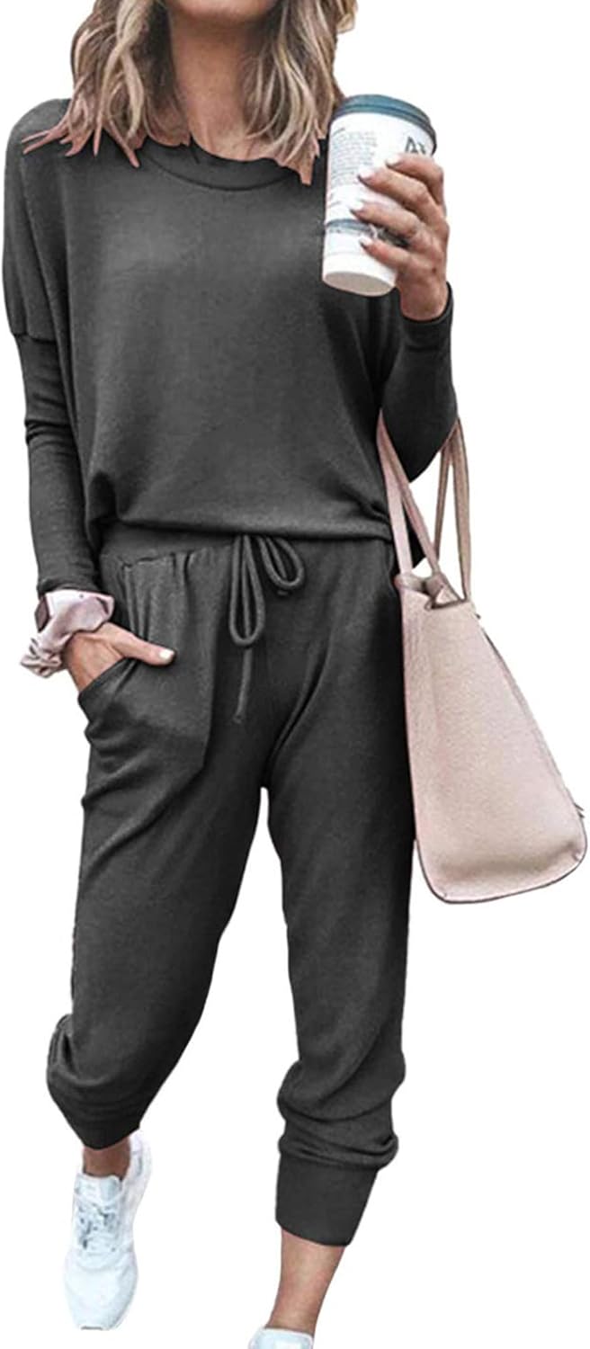PRETTYGARDEN Women Fall 2 Piece Lounge Outfit Long Sleeve Tops High Waisted Jogger Pants Set Spring Travel Clothes Tracksuit-22