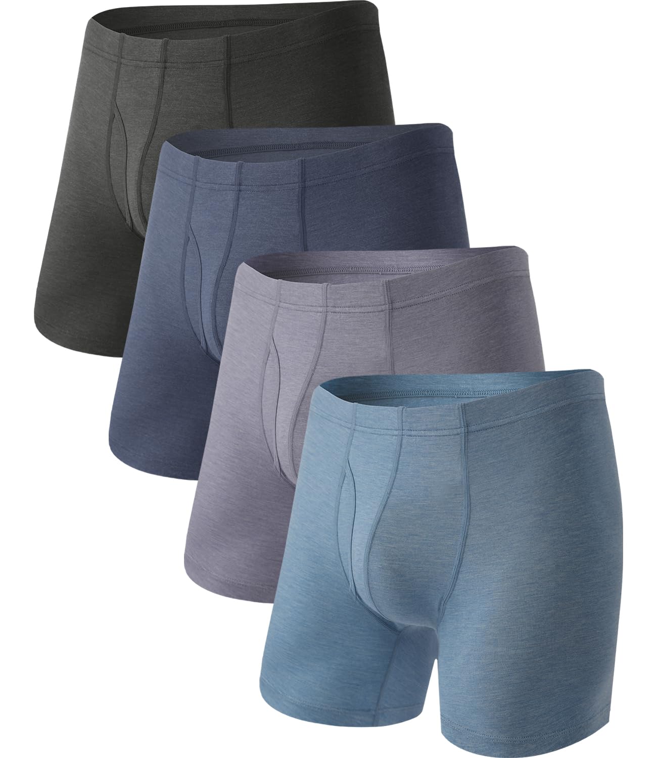 BAMBOO COOL Men's Ultra ComfortSoft Underwear, Moisture Wicking & Breathable No Ride Up Boxer Briefs with Fly, Multipack-61