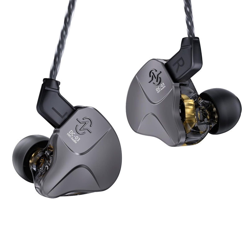 CCZ DC03 IEMs for Gaming with Mic, 1DD HiFi Headphones in Ear Monitors for Singers Musician, Deep Bass Sound Noise Cancelling Wired Gaming Earbuds, IEM Earphones with Detachable Cable(Black, with Mic)
