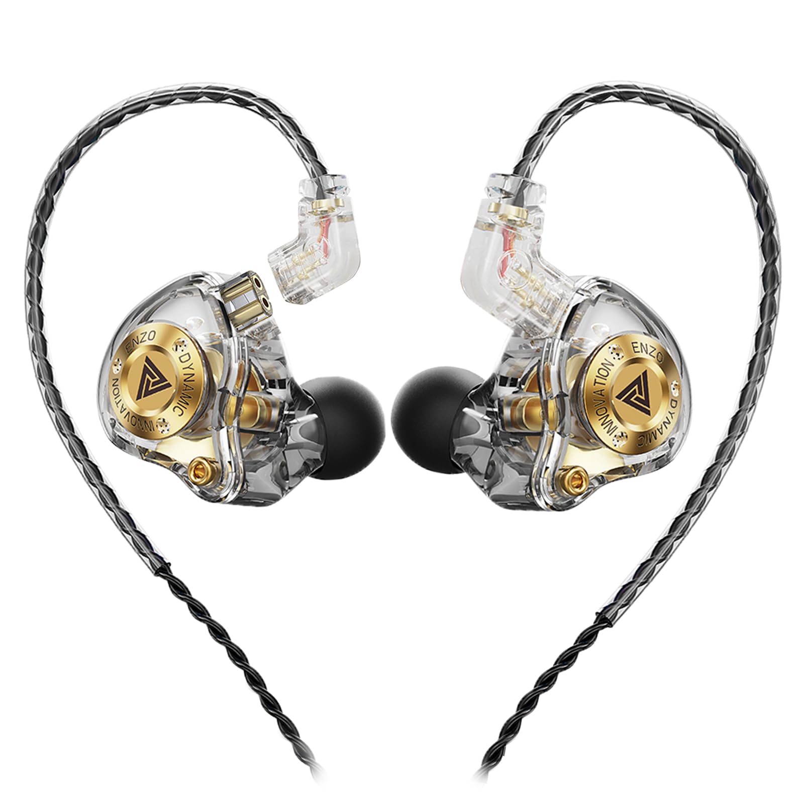 Wired Gaming Headphones IEM Earphones with 1DD，QKZ ENZO in Ear Monitor, HiFi Earbuds, Bass Sound with New 11mm Dynamic Driver for Video Music Gaming (White)