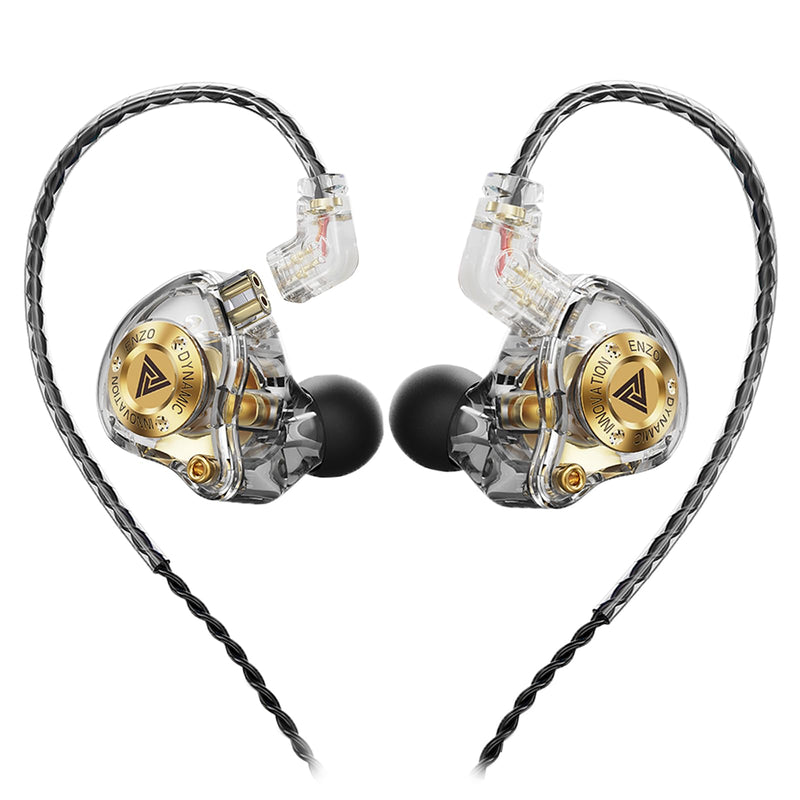 Wired Gaming Headphones IEM Earphones with 1DD，QKZ ENZO in Ear Monitor, HiFi Earbuds, Bass Sound with New 11mm Dynamic Driver for Video Music Gaming (White)