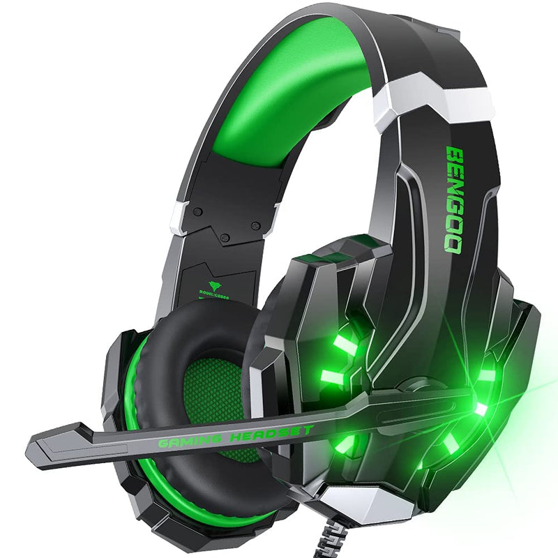 BENGOO G9000 Stereo Gaming Headset for PS4, PC, Xbox One Controller, Noise Cancelling Over Ear Headphones with Mic, LED Light, Bass Surround, Soft Memory Earmuffs (Orange)