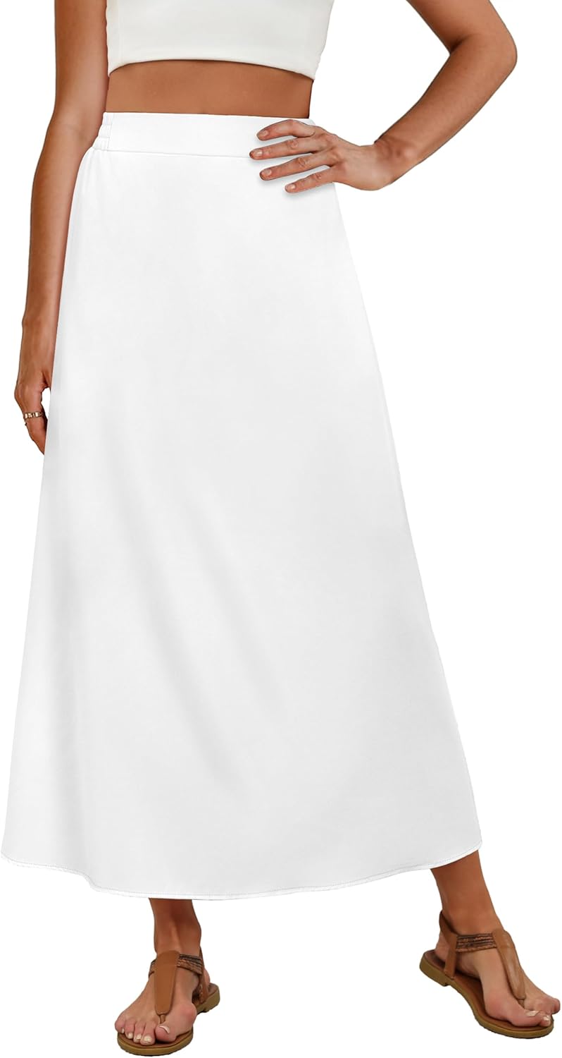 OFEEFAN Womens Maxi Long Skirts with Pockets Stretchy Spring Summer Boho Casual Flowy Trendy