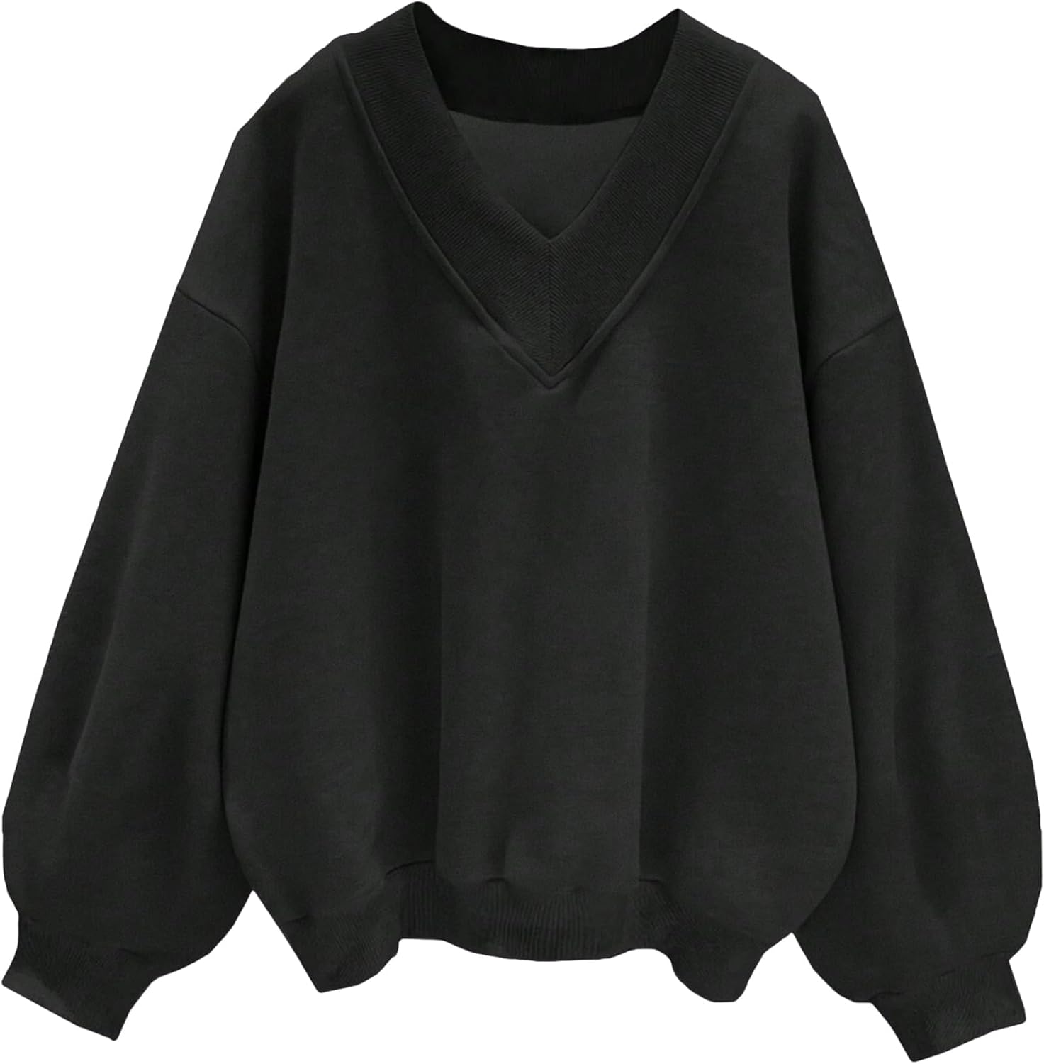 Hilinker Womens V Neck Oversized Sweatshirts Casual Drop Shoulder Long Sleeve Pullover Tops-74