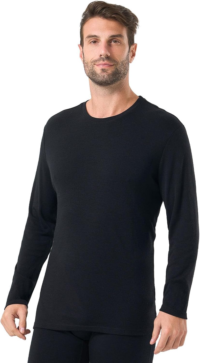 Merino Protect 100% Merino Wool Base Layer Mens Long Sleeve Shirts Soft Thermal Underwear for Hunting Hiking-79
