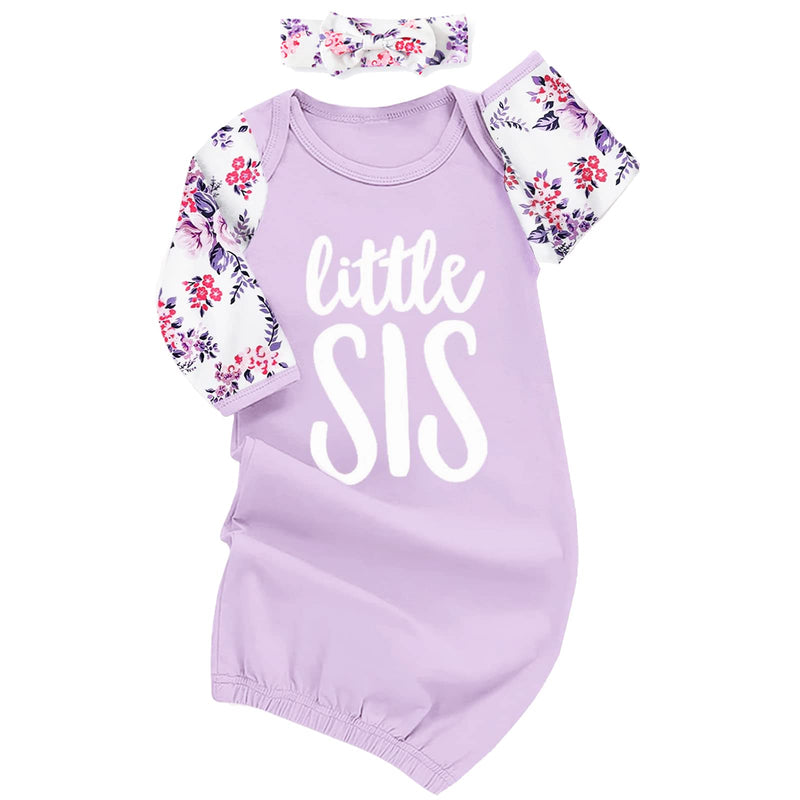 AMAWMW Newborn Baby Girl Little Sister Sleeper Gown Stripe Long Sleeve Nightgown Pajamas Gifts Stuff Essential Outfit