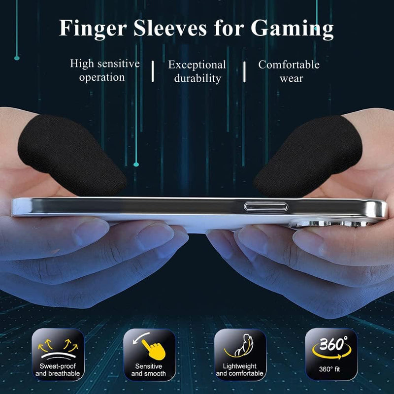 Gaming Gloves for Sweaty Hands - Rakizbe High-Sensitive Anti-Sweat Breathable Seamless Touch Screen Gloves with Thumb Finger Sleeves for iPad/Mobile Game Controller