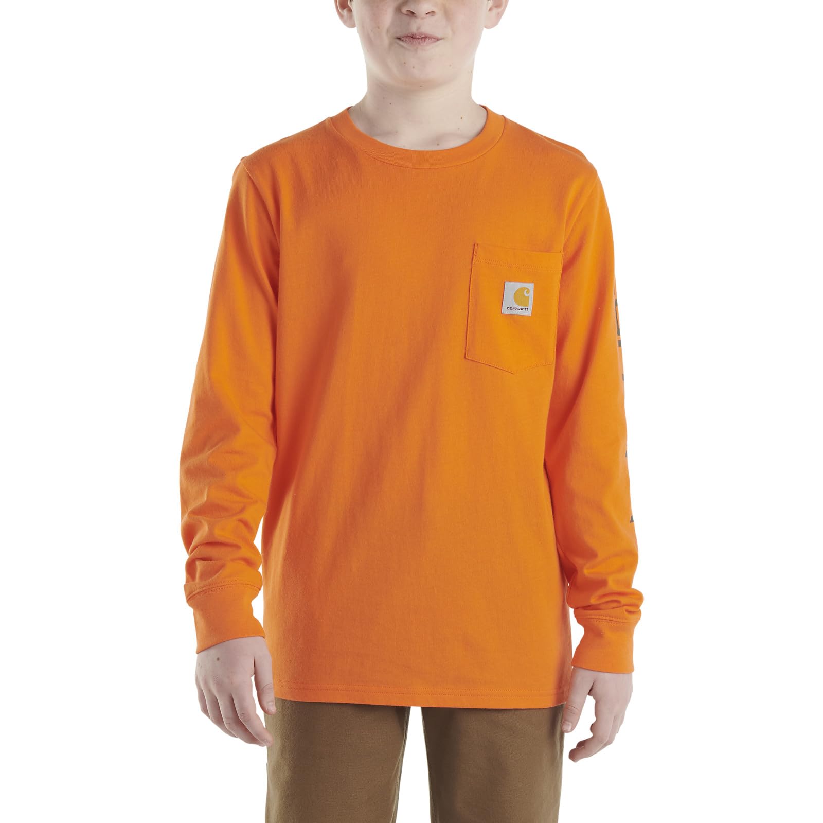 Carhartt Boys' Long-Sleeve Logo Sleeve Pocket T-Shirt