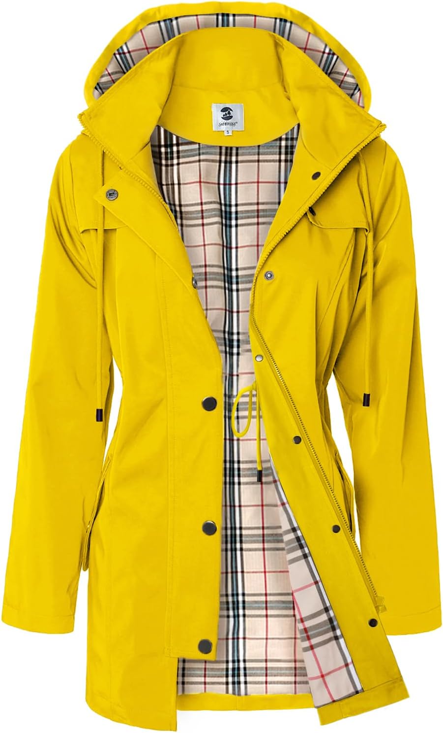 SaphiRose Women's Long Hooded Rain Jacket Outdoor Raincoat Windbreaker-24