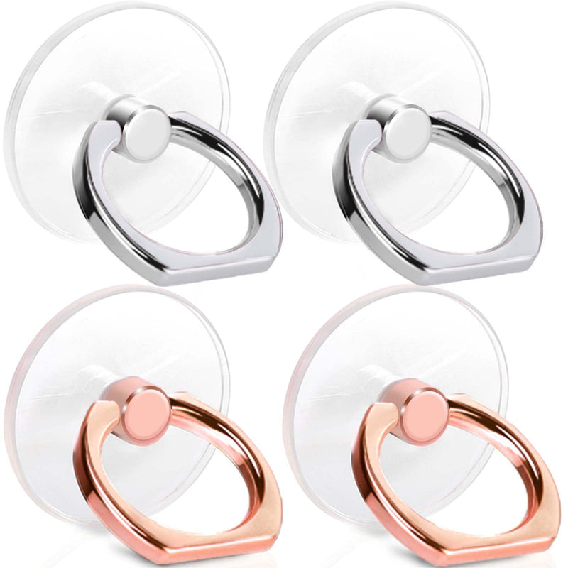 Cell Phone Ring Holder, Transparent Ring Holder 360°Rotation Finger Ring Stand, Clear Cell Phone Kickstand Compatible with Most of Phones, Tablet and Case, (2Silver+1Black+1Rose Gold)