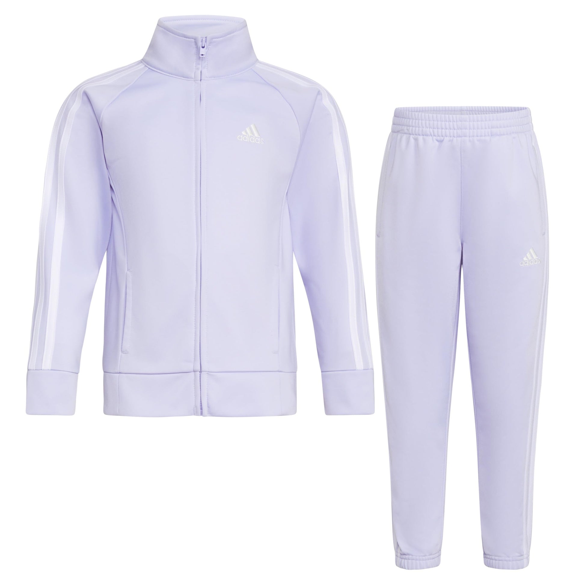 adidas Little Girl's Zip Front Classic Tricot Jacket and Joggers Set-20