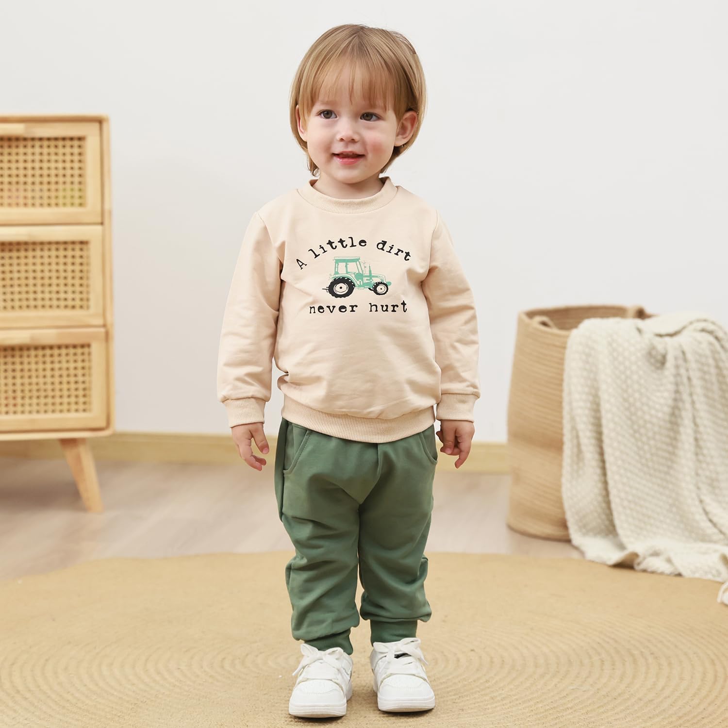 Yvowming Baby Boy Clothes Fall Clothes Truck Print Long Sleeve Pullover Tops + Pant Sets Toddler Winter Outfits