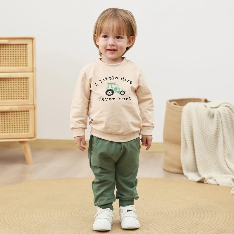 Yvowming Baby Boy Clothes Fall Clothes Truck Print Long Sleeve Pullover Tops + Pant Sets Toddler Winter Outfits