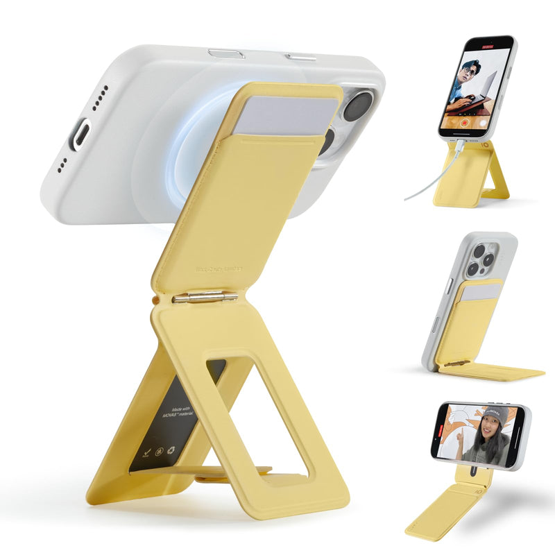 MOFT Phone Tripod Stand Selfie Stick for iPhone, Multi-Angles iPhone Stand, Lightweight & Portable Phone Holder, Strong Magnets, MOVAS Vegan Leather, Travel Essentials, Seafoam (Without Card Slot)