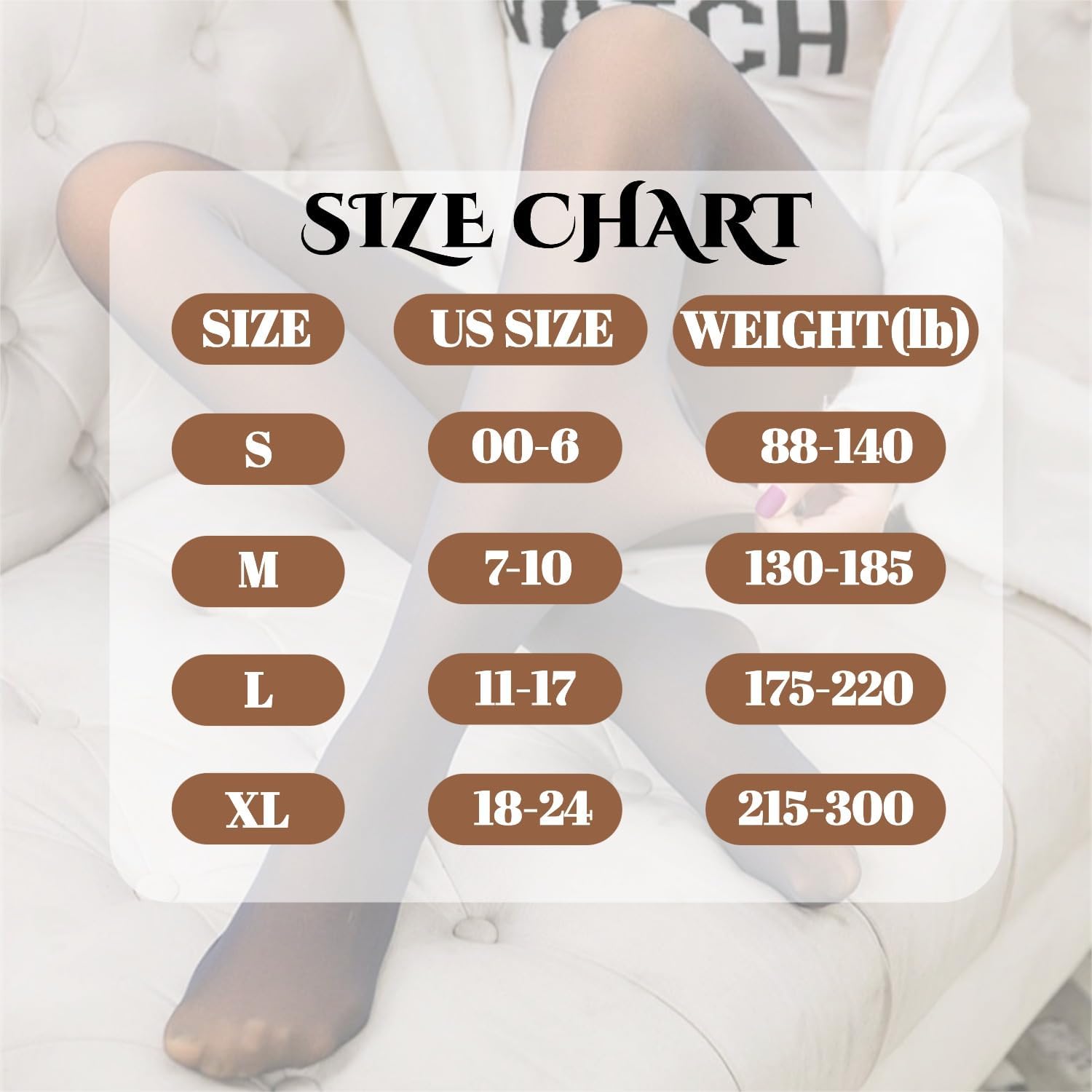 Women's Fake Sheer Thermal Tights - One-Seam Fleece Lined Leggings with Tummy Control & Butt Lifting