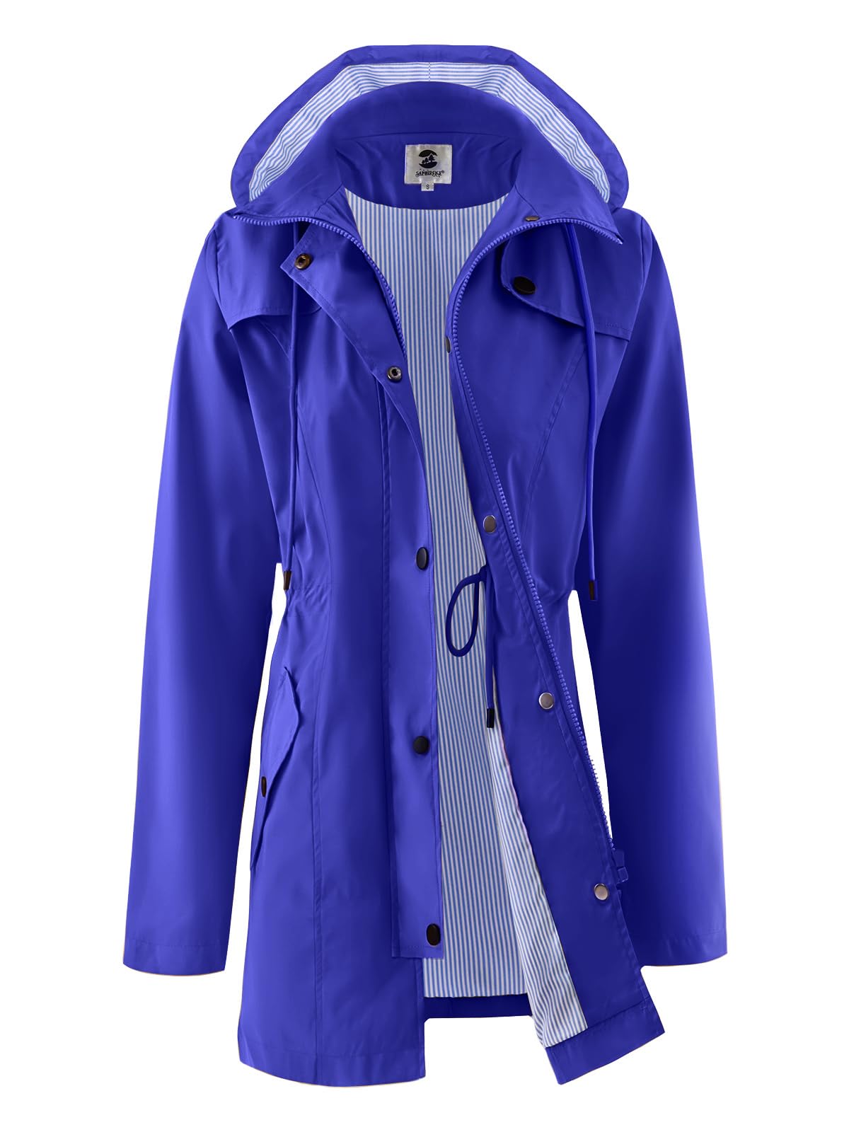 SaphiRose Women's Long Rain Jacket Waterproof Rain Coat with Hood Outdoor Light Raincoats Windbreaker-13