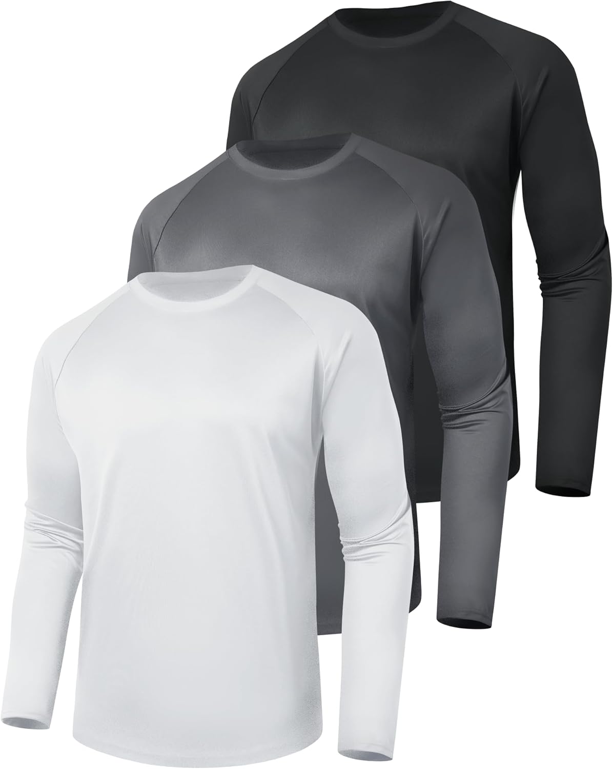 3 Pack Long Sleeve Shirts for Men - Quick Dry Moisture Wicking UV Sun Protection T-Shirts for Fishing Workout Athletic Gym-48