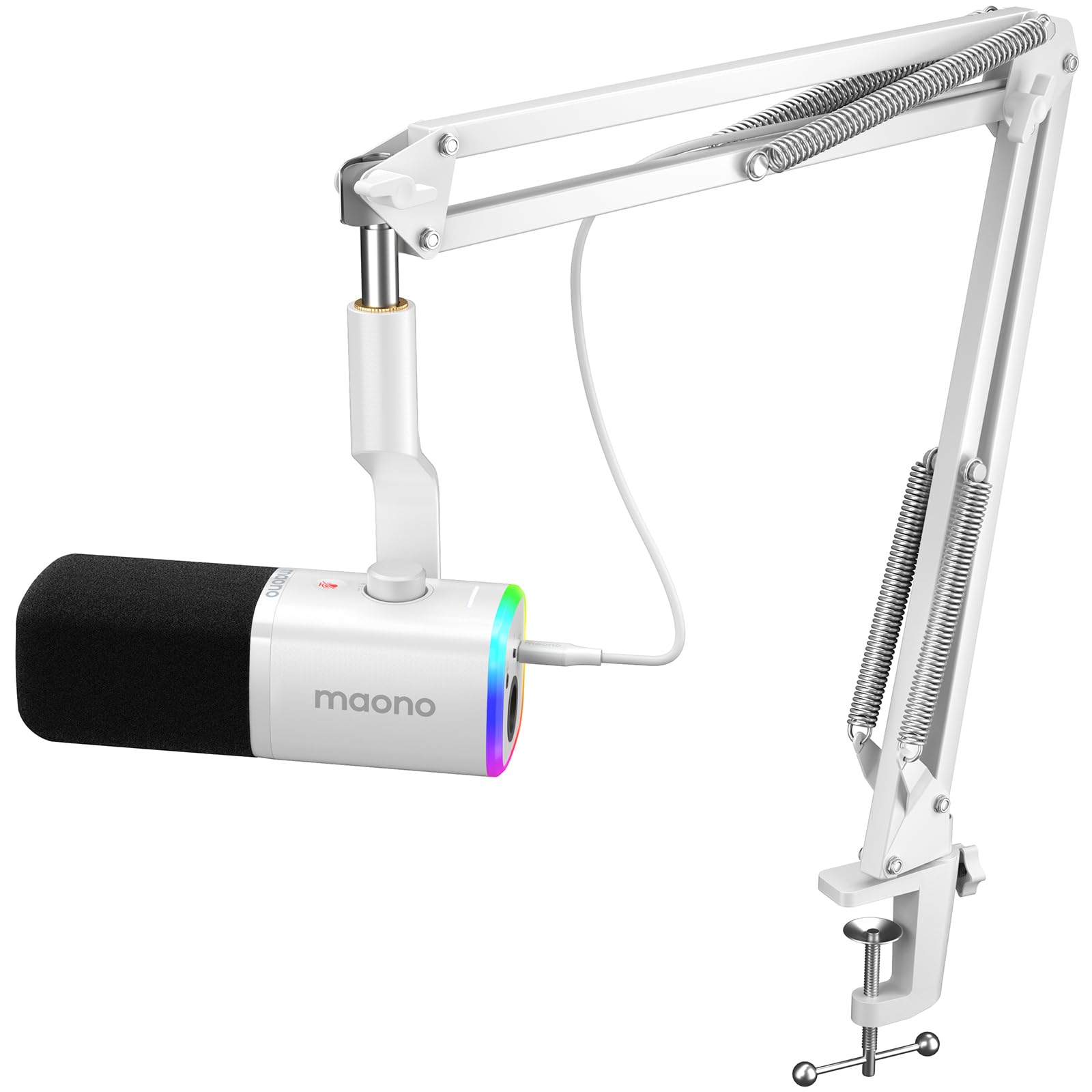 MAONO XLR/USB Gaming Microphone for PC, Dynamic Computer Mic for Streaming Podcasting, Noise Reduction, Mute, Volume Control, RGB Boom Mic for Vocal Recording,Voice-Over, PD100XS Black