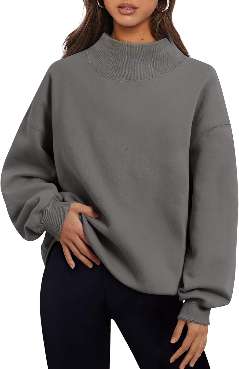 Trendy Queen Womens Oversized Sweatshirts Turtleneck Pullover Long Sleeve Hoodies Tops Fall Fashion Outfits 2026 Clothes-98
