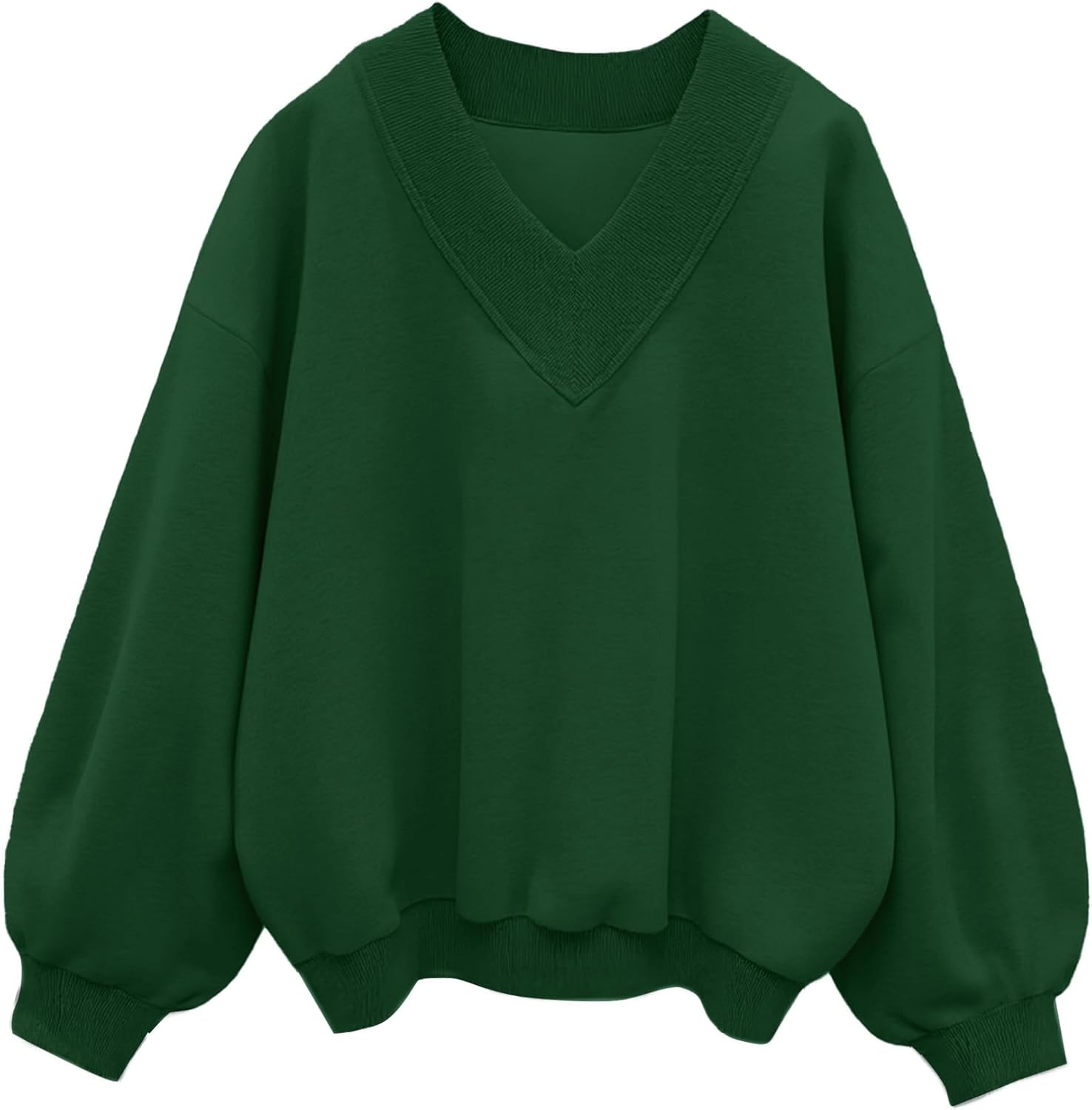 Hilinker Womens V Neck Oversized Sweatshirts Casual Drop Shoulder Long Sleeve Pullover Tops-46