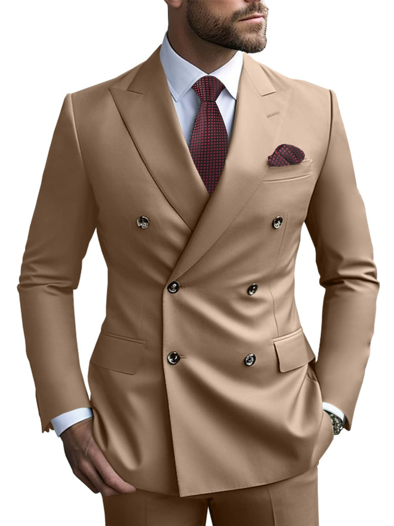2 Piece Double Breasted Men Suit Slim Fit Mens Double Breasted Blazer Pants Sets Wedding Suit Prom Suits-66