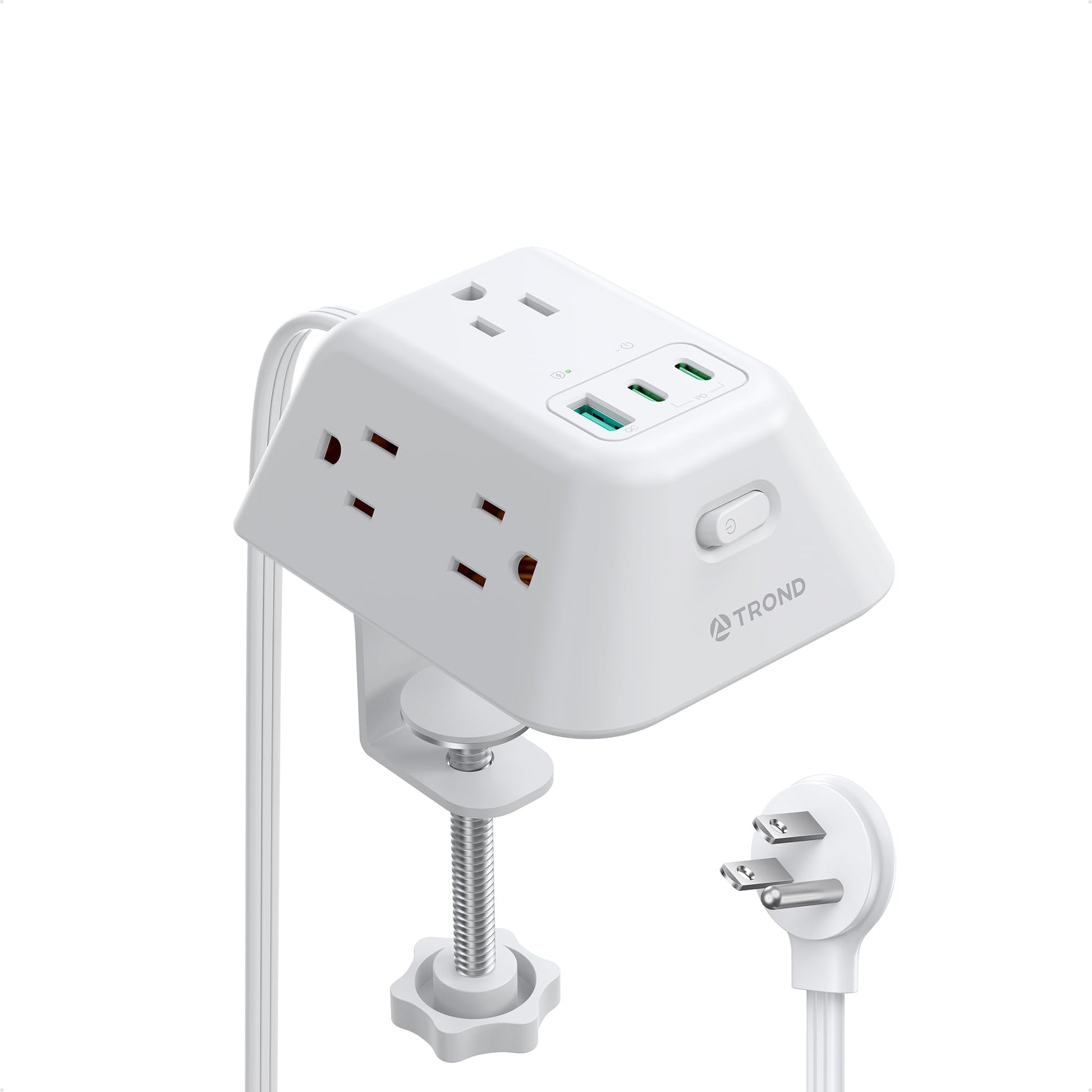 Desk Clamp Power Strip, Surge Protector with 5 AC Outlets and 3 USB Ports, Desk Mount Charging Station, Fit 1.97in Tabletop Edge Thick, 6FT Extension Cord, for Home Office Gaming Accessories, Black