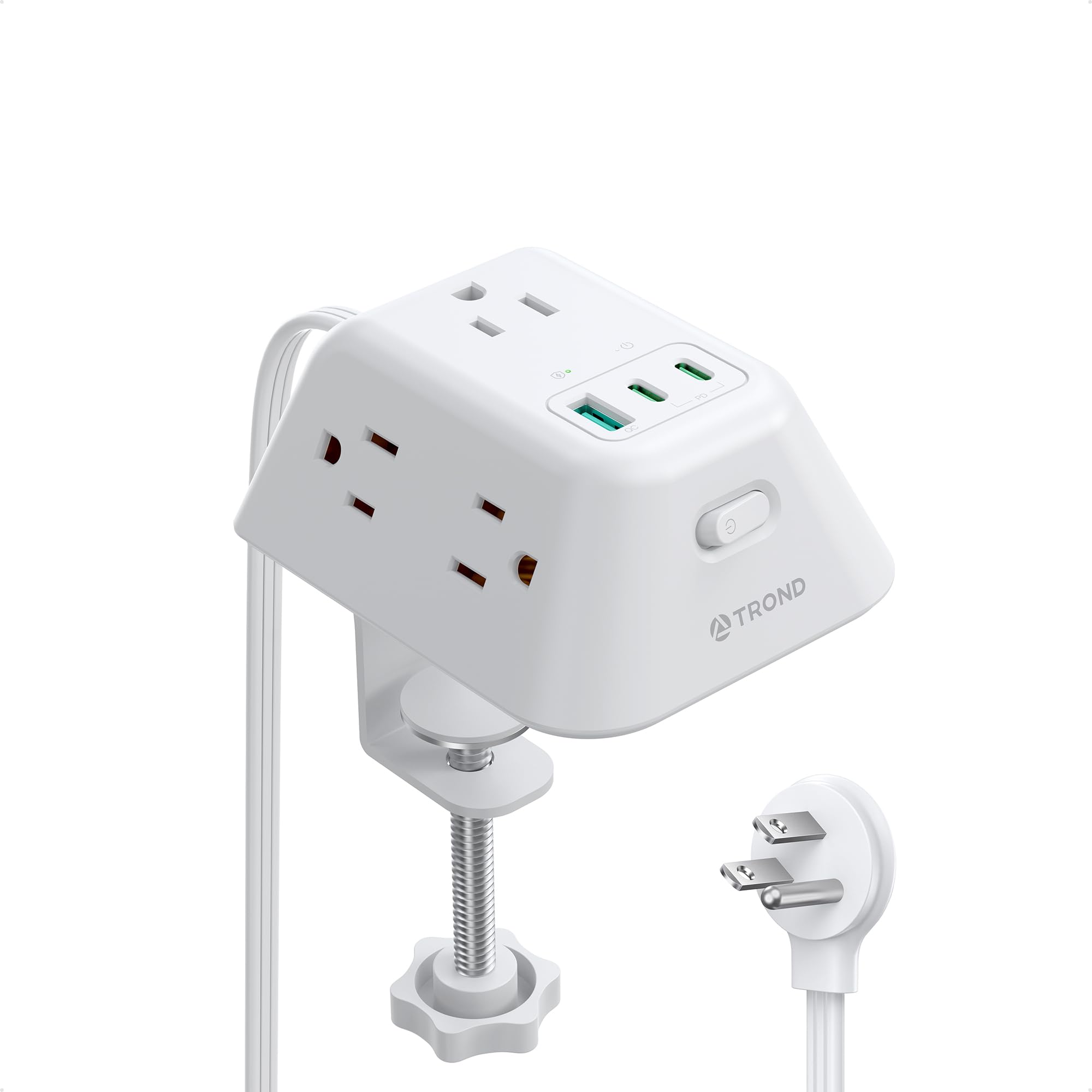 Desk Clamp Power Strip, Surge Protector with 5 AC Outlets and 3 USB Ports, Desk Mount Charging Station, Fit 1.97in Tabletop Edge Thick, 6FT Extension Cord, for Home Office Gaming Accessories, Black