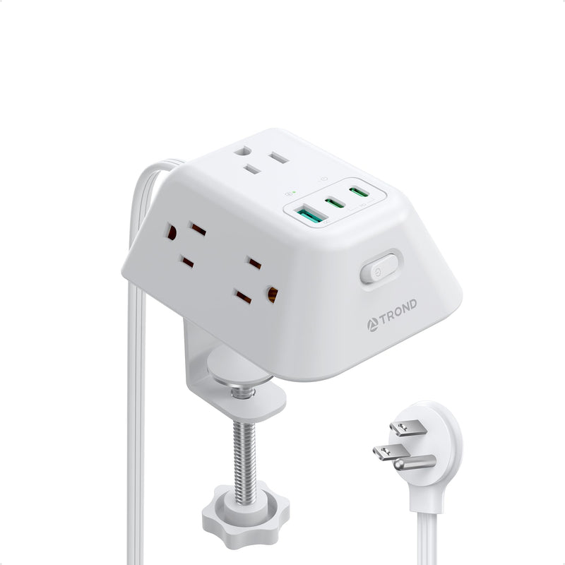 Desk Clamp Power Strip, Surge Protector with 5 AC Outlets and 3 USB Ports, Desk Mount Charging Station, Fit 1.97in Tabletop Edge Thick, 6FT Extension Cord, for Home Office Gaming Accessories, Black