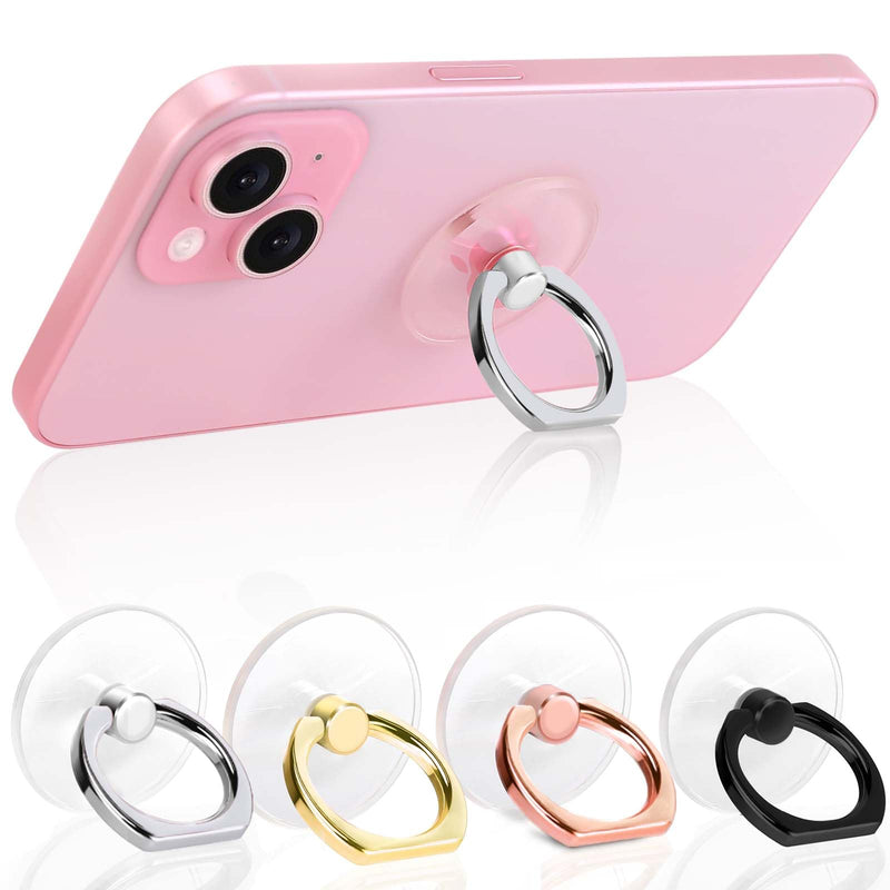 Cell Phone Ring Holder, Transparent Ring Holder 360°Rotation Finger Ring Stand, Clear Cell Phone Kickstand Compatible with Most of Phones, Tablet and Case, (2Silver+1Black+1Rose Gold)