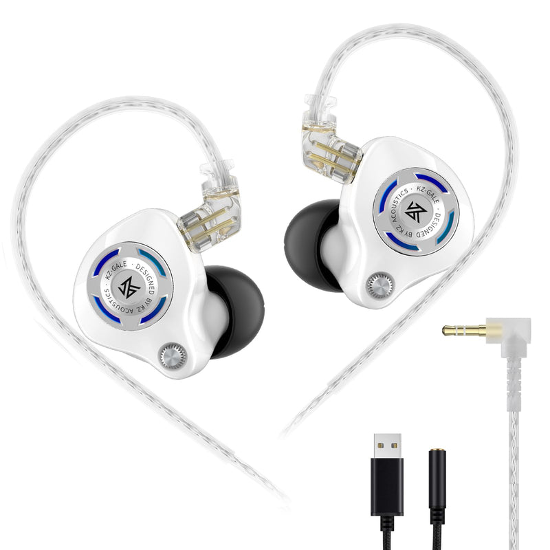 KZ Gale Wired Earbuds with Microphone, HiFi Deep Bass Comfort-Fit Ear Buds for Gaming, Super-Linear Driver IEM for Gaming, Compatible for PC, PS5, PS4, Nintendo, Switch, Steam Deck (3.5, White)