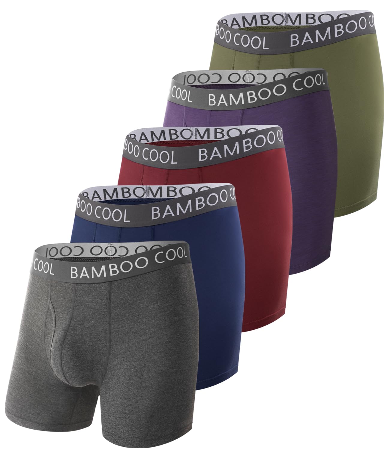 BAMBOO COOL Men's Ultra ComfortSoft Underwear, Moisture Wicking & Breathable No Ride Up Boxer Briefs with Fly, Multipack-9