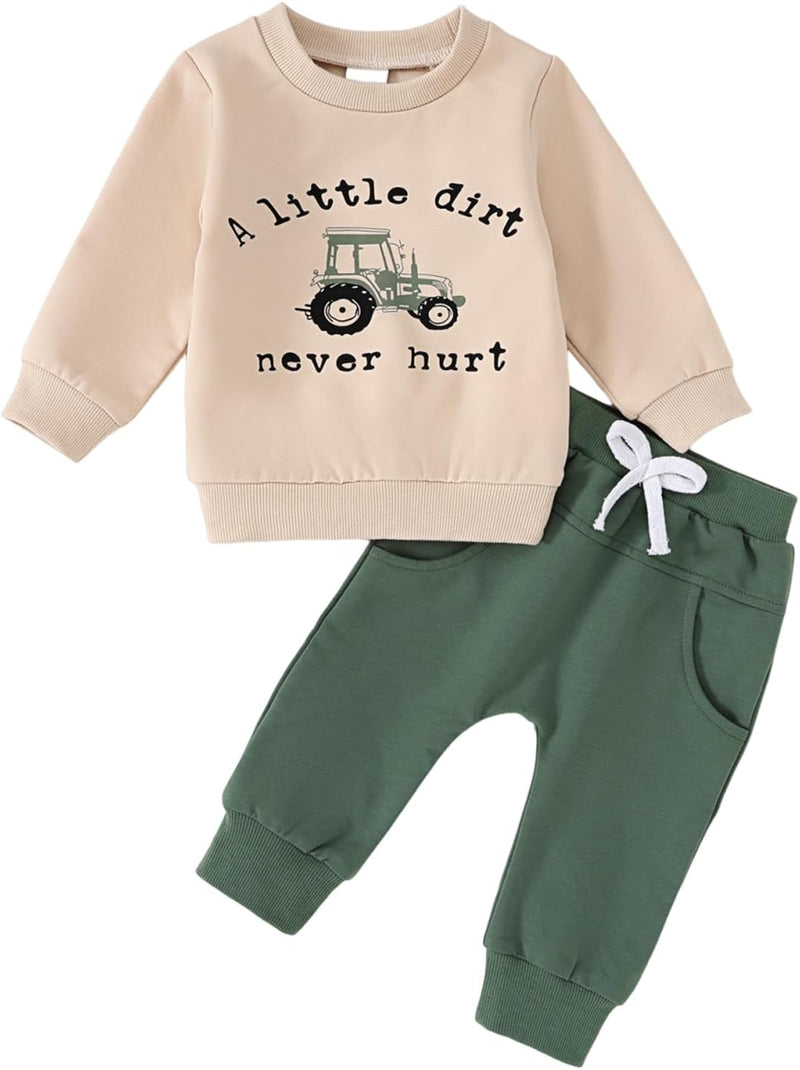 Yvowming Baby Boy Clothes Fall Clothes Truck Print Long Sleeve Pullover Tops + Pant Sets Toddler Winter Outfits