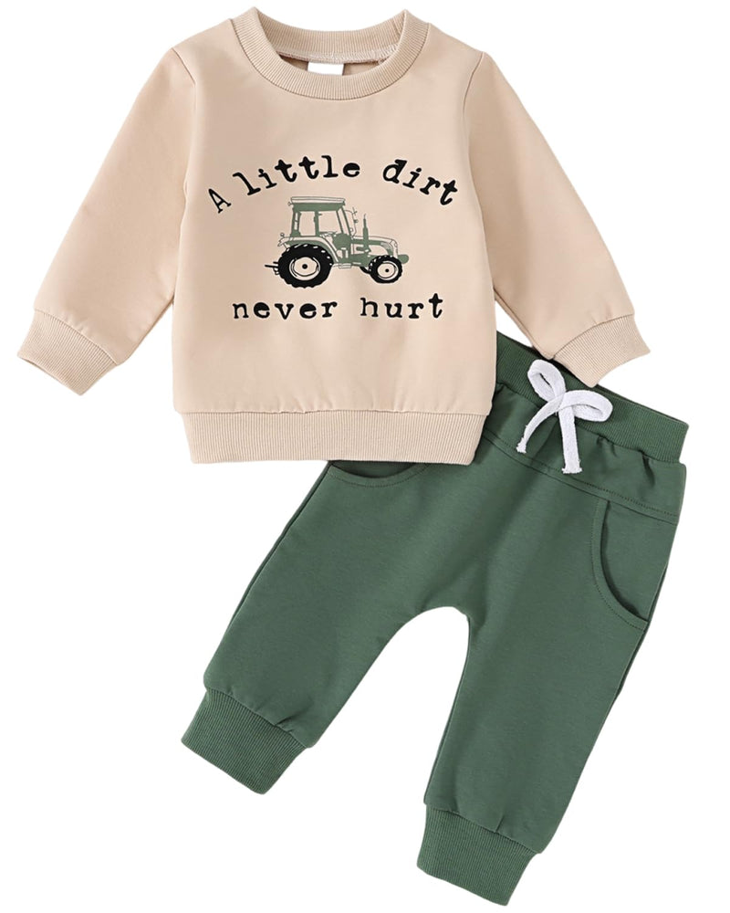 Yvowming Baby Boy Clothes Fall Clothes Truck Print Long Sleeve Pullover Tops + Pant Sets Toddler Winter Outfits