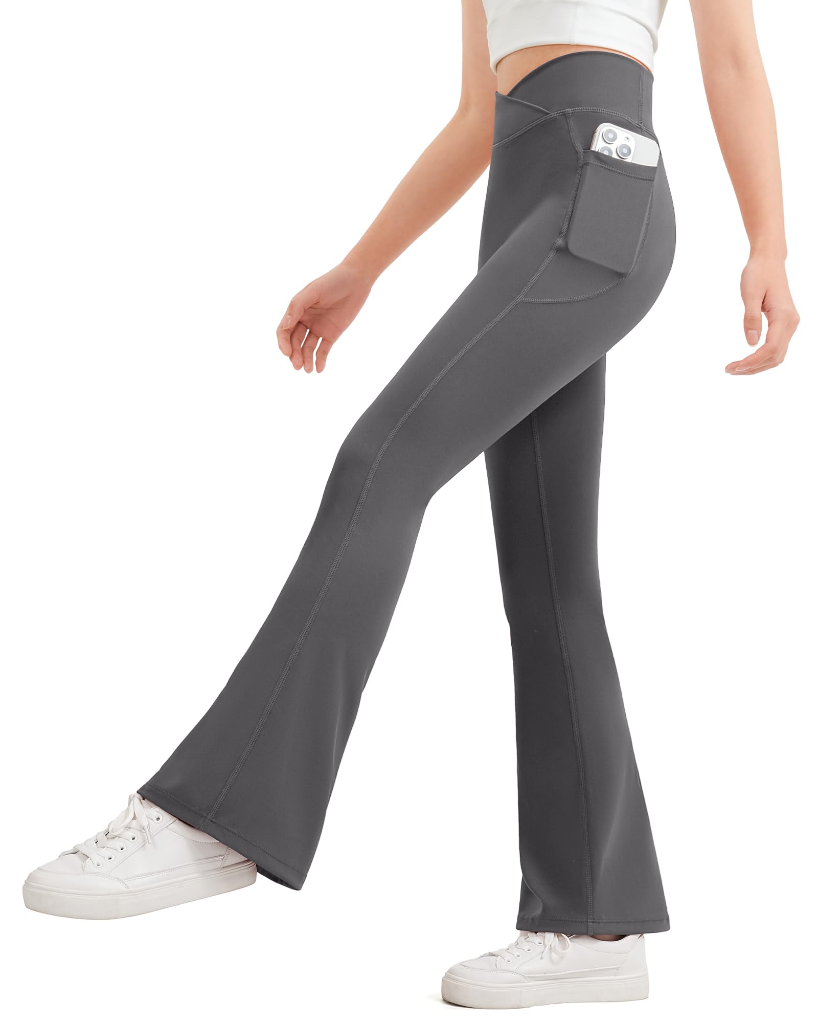 JOCMIC Girls Flare Leggings Kids Bell Bottom High Waisted Dance Yoga Flared Pants